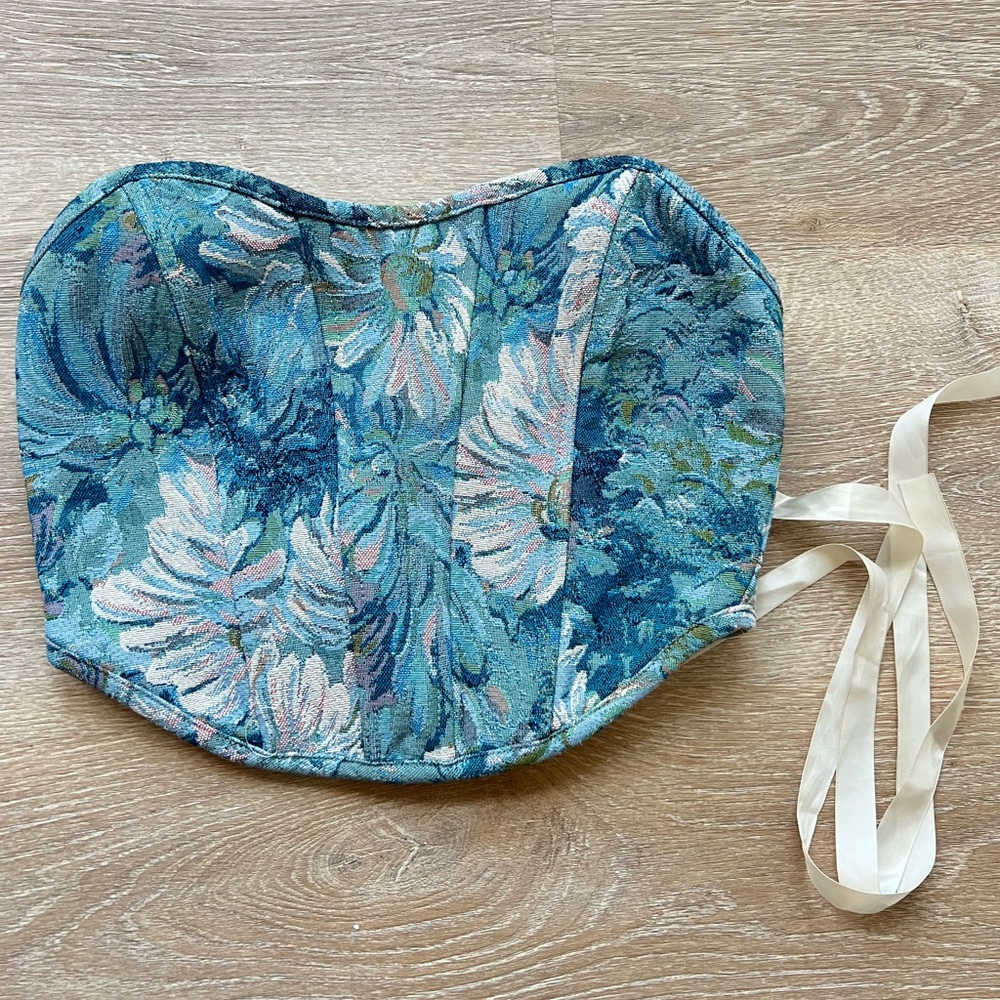 Floral Blue Corset Top
